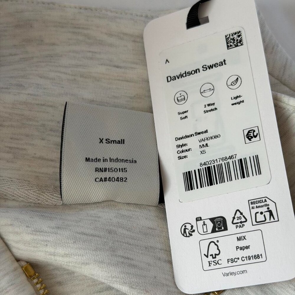 Varley Davidson Sweat in Ivory Marl, Size X-Small - Picture 9 of 11